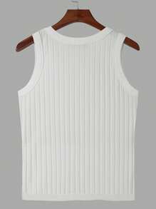 Áo len nam vest Gân đan màu trơn Giải trí - trắng - Xem 2