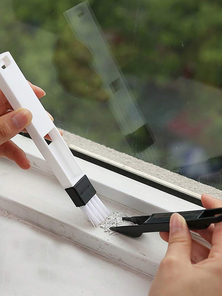 1 pieza Cepillo de limpieza de huecos mini portátil multifuncional limpieza de vidrio para doméstico - Blanco y Negro - Añade 7