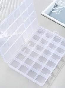 1入高容量透明塑料24格收納盒,適用於耳環、項鍊、珠寶、指甲美容工具、珠子和其他小物品 - 無色 - 查看 1