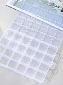 1入高容量透明塑料24格收納盒,適用於耳環、項鍊、珠寶、指甲美容工具、珠子和其他小物品 - 無色 - 查看 3