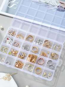 1入高容量透明塑料24格收納盒,適用於耳環、項鍊、珠寶、指甲美容工具、珠子和其他小物品 - 無色 - 查看 5