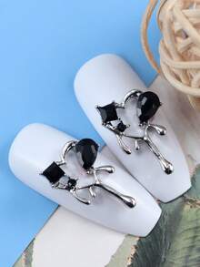 10入組愛心設計美甲飾品 - 黑色 - 查看 2