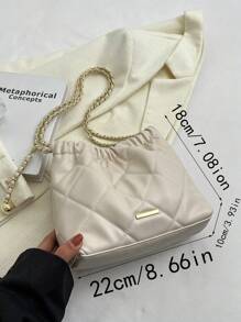 小方包衍縫金屬裝飾鏈條帶 - 白色 - 查看 8