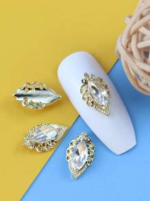 10入組方晶鋯石裝飾美甲飾品 - 金色 - 查看 1