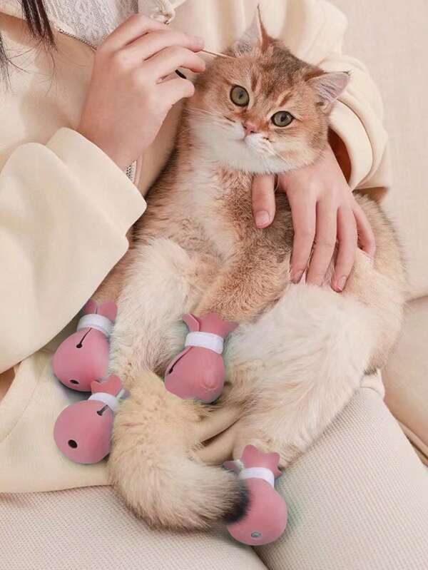4pcs Solid Color Pet Shoes For Cat And Dog For Protection SHEIN USA