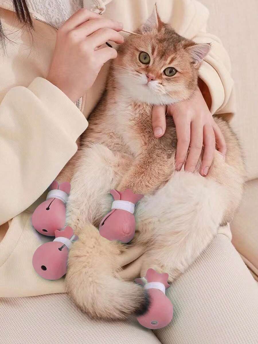 4入組素色寵物鞋子適用於貓和狗狗適用於保護