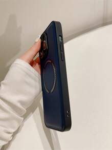 荔枝紋壓花磁性手機殼 - 寶藍色 - 查看 3