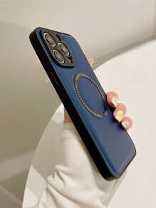 荔枝紋壓花磁性手機殼 - 寶藍色 - 查看 5