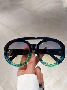 1副女士橫飾玳瑁色圓框太陽鏡適合派對 - 彩色 - 查看 1