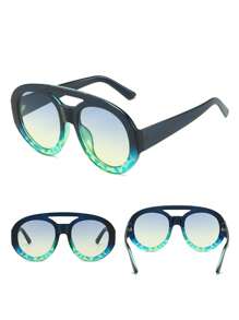 1副女士橫飾玳瑁色圓框太陽鏡適合派對 - 彩色 - 查看 2