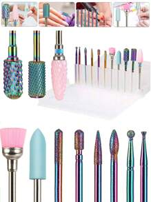 Bộ mũi khoan móng tay chuyên nghiệp, 11 chiếc dụng cụ sơn móng tay nghệ thuật bằng thép không gỉ - Nhiều màu - Xem 1