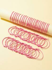 50pcs/set Randomly Mixed Color Adjustable Korean Style Polyester Cord Bracelet Making Supplies - Pink - View 1