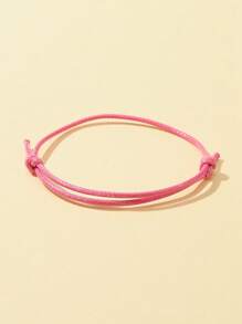 50pcs/set Randomly Mixed Color Adjustable Korean Style Polyester Cord Bracelet Making Supplies - Pink - View 2