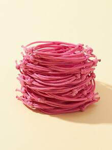 50pcs/set Randomly Mixed Color Adjustable Korean Style Polyester Cord Bracelet Making Supplies - Pink - View 3