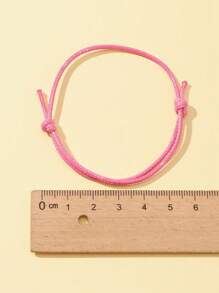 50pcs/set Randomly Mixed Color Adjustable Korean Style Polyester Cord Bracelet Making Supplies - Pink - View 4