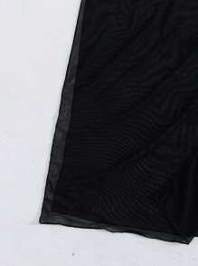 SHEIN Swim 夏季纯色链条细节镂空罩衫 - 黑色 - 查看 7