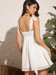 Soleia Tie Shoulder Cami Dress - White - View 2