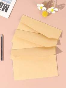 20 Chiếc Tối Giản Đồng Màu Giấy Bao Vintage Đa Năng Gửi Thư Bao Da Cho Trường Học, Văn Phòng Thư Lưu Trữ Thẻ - Màu Khaki - Xem 1