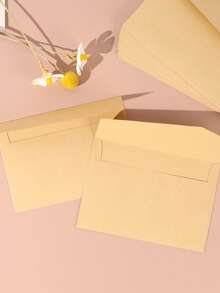 20 Chiếc Tối Giản Đồng Màu Giấy Bao Vintage Đa Năng Gửi Thư Bao Da Cho Trường Học, Văn Phòng Thư Lưu Trữ Thẻ - Màu Khaki - Xem 2