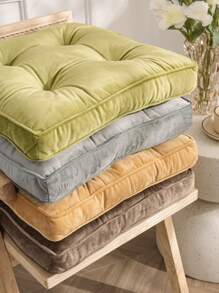 1 Gói Đơn Giản Màu Xanh Đậm Mềm Mại Đệm Ghế, Nhà Polyester Chống Trơn Trượt Miếng - Màu xanh lá cây đậm - Xem 3