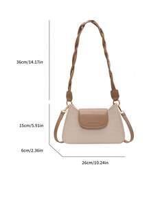 Dập nổi cá sấu Cái túi Khối màu Đúng mốt Túi đeo vai - Màu be - Xem 5