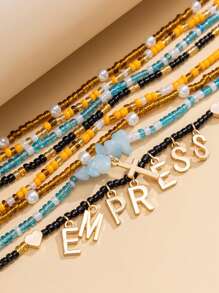 4 Cái/bộ Bohemian Chữ Thập & Chữ Charm Dây Thắt Lưng Đính Hạt Dành Cho Nữ Cho Kỳ Nghỉ - Nhiều màu - Xem 2