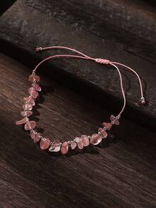 1入組時尚石頭裝飾腳錬適合女士日常裝飾 - 粉色 - 查看 2