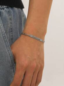 Letter Detail Bracelet - Silver - View 1