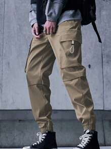 Manfinity EMRG Men Flap Pocket Side Cargo Pants - Khaki - View 3
