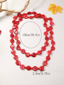 圓形裝飾項鍊 - 紅色 - 查看 5