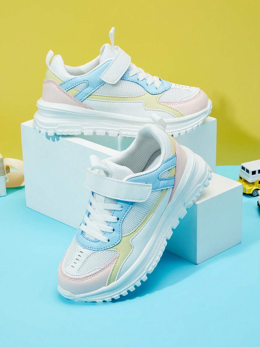 女孩前繫帶魔術貼防滑跑步鞋適用於戶外 - 粉色 - 查看 1