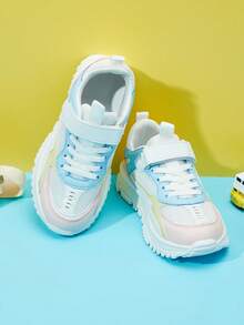 女孩前繫帶魔術貼防滑跑步鞋適用於戶外 - 粉色 - 查看 4