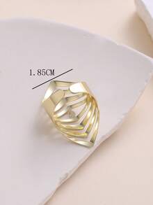 鏤空幾何裝飾戒指 - 金色 - 查看 5