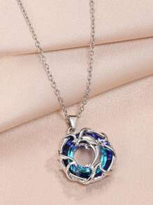 Vòng cổ vòng tròn quyến rũ chi tiết cá heo - Màu xanh lam - Xem 2