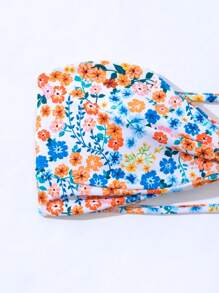 Swim Mod Summer Beach Floral Print Bandeau Bikini Set - White - View 3