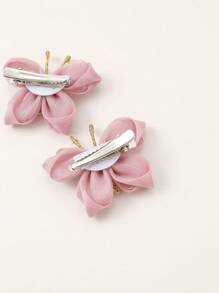 2pcs Kids Butterfly Decor Hair Clip For Daily Decoration - Pink - View 2