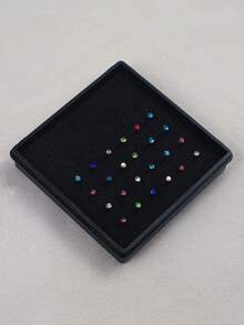 24入組水鑽裝飾鼻釘 - 彩色 - 查看 2