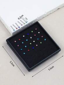 24入組水鑽裝飾鼻釘 - 彩色 - 查看 5