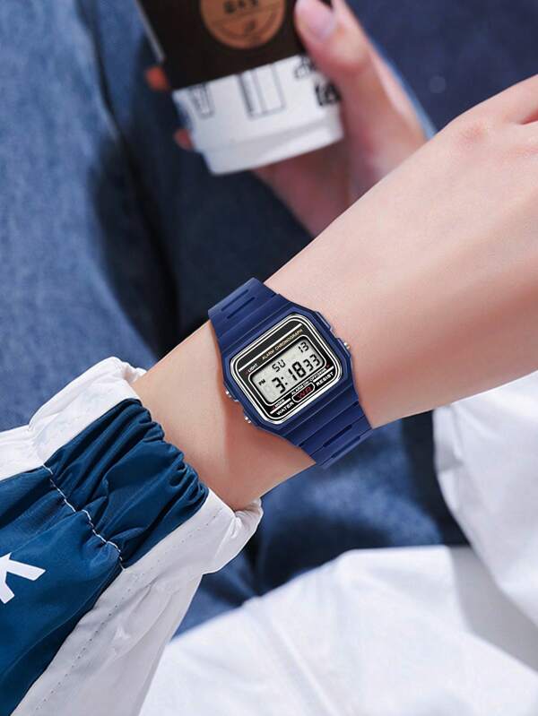 1pc Kids TPU Strap LED Square Dial Digital Watch For Daily Life SHEIN USA