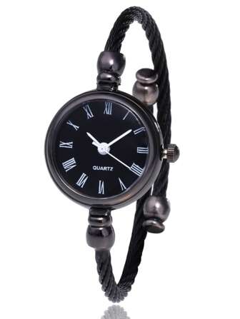 1pc Black Zinc Alloy Strap Fashionable Round Dial Quartz Watch, For Daily Life