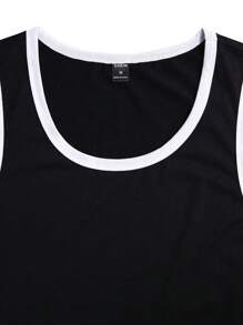 Manfinity Homme Áo thun & Áo lót Nam Tương phản ràng buộc màu trơn Giải trí - màu đen - Xem 3