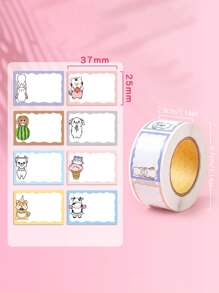 1roll Cartoon Animal Pattern Label Sticker, Cute Multi-purpose Writable Label Sticker For Office, School, Home - Multicolor - View 2