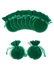 10入組/套女士休閒抽繩首飾收納袋用於首飾整理 - 綠色 - 查看 1