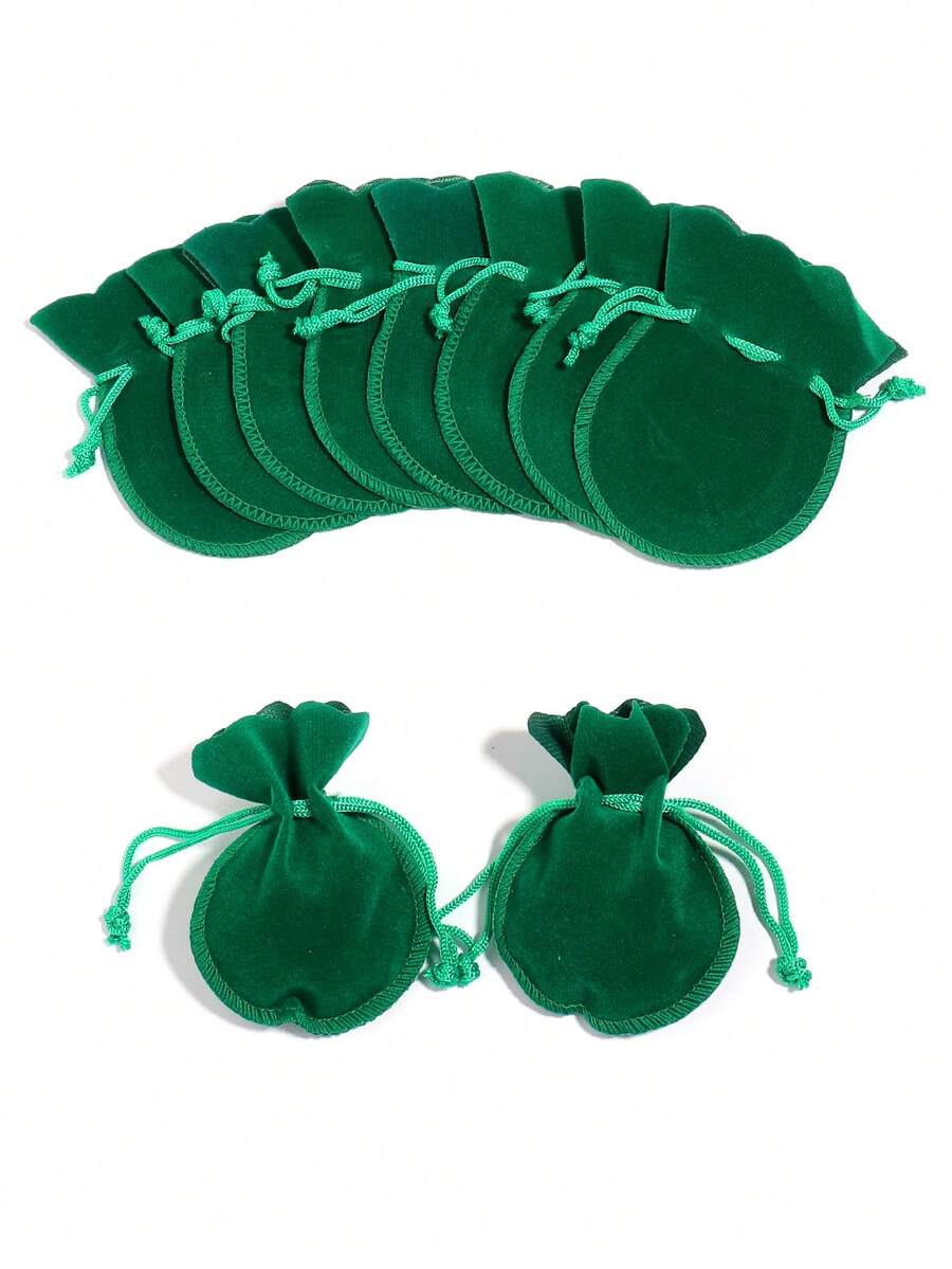 10入組/套女士休閒抽繩首飾收納袋用於首飾整理 - 綠色 - 查看 1