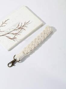 1 PC Nữ Bện Chi Tiết Thường Móc Khóa Để Trang Trí Chìa Khóa - trắng - Xem 2