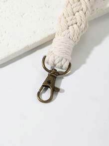 1 PC Nữ Bện Chi Tiết Thường Móc Khóa Để Trang Trí Chìa Khóa - trắng - Xem 3