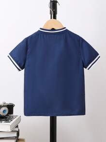 SHEIN 小男童字母圖案棒球領襯衫不帶T恤