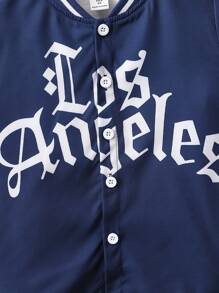 SHEIN 小男童字母圖案棒球領襯衫不帶T恤