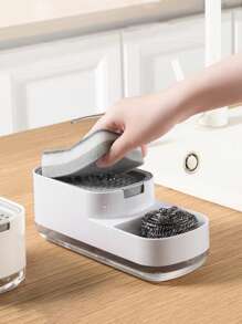 1 pieza Dispensador de jabón de plástico multifuncional - Negro - Ver 1