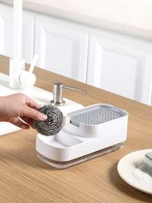 1 pieza Dispensador de jabón de plástico multifuncional - Negro - Ver 7